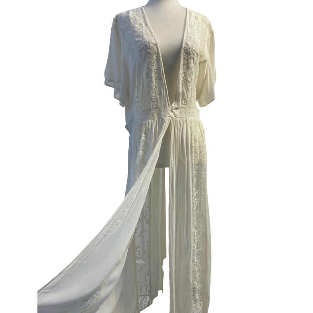 torrid Ivory Lace-Detail Long Maxi Duster